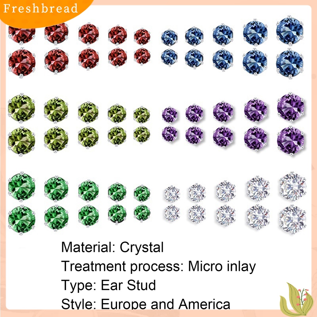 [TERLARIS]12 Pairs Earrings Exquisite Lovely Design Cubic Zirconia Brilliant Jewelry Ear Studs for Dating