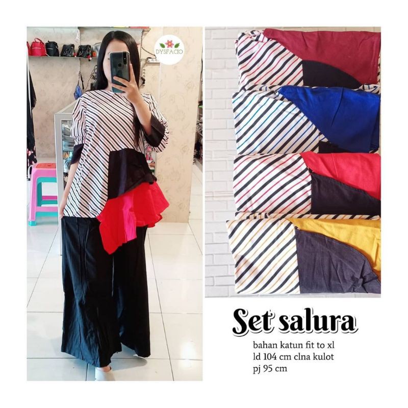 Set Salura terbaru Bahan katun celana kulot
