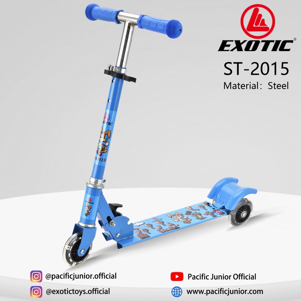 Gojek/Grab Instan Scooter Skuter Anak Otoped Exotic ST2015 Roda 3 Bisa di Lipat By Pacific-Biru