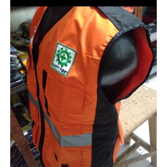 ROMPI SAFETY BAHAN FULL TASLAN ORANYE KOMBINASI HITAM