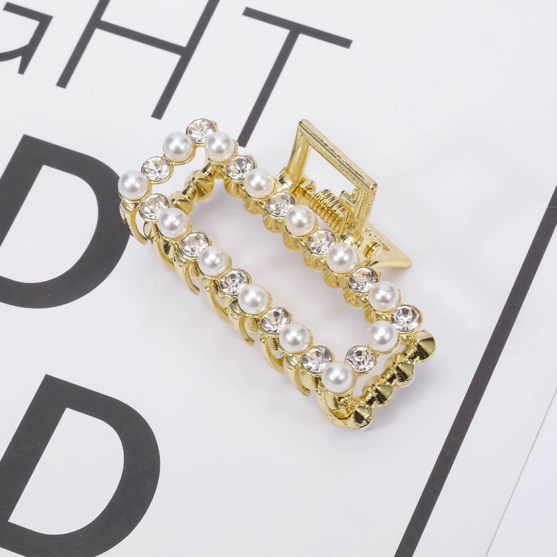 Jedai Rambut GEOMETRI Kristal Korea Mutiara Premium Berlian Diamond Gold Emas Korea Fashion Jepitan Klip Aksesoris Cewek Hair Pin Clip Claw Wanita Cewek