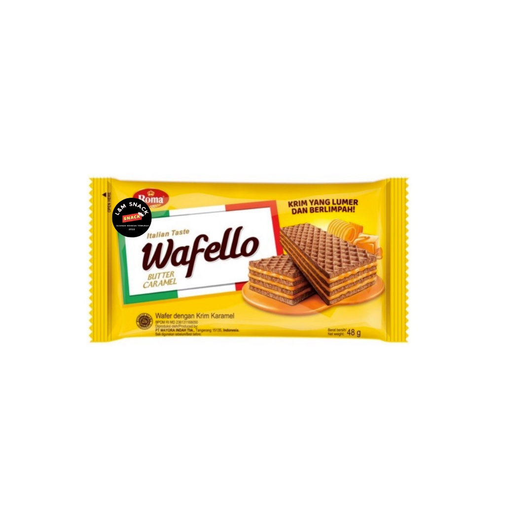 Wafello Wafer Cokelat/Caramel Eceran 1000/2000 1 Pack Isi 10 pcs