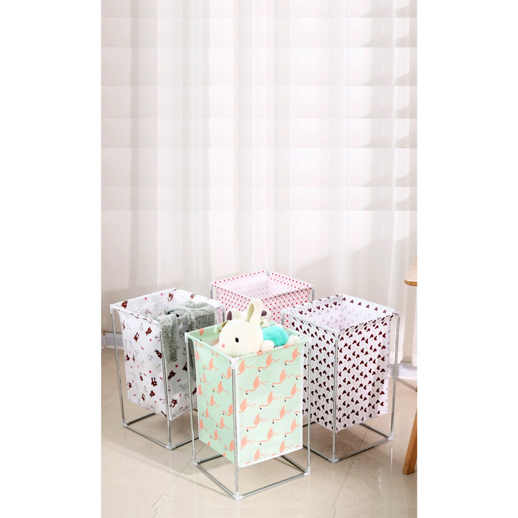 HOVELSHOP Keranjang Pakaian Baju Kotor Model Kotak Laundry Bag Basket Motif