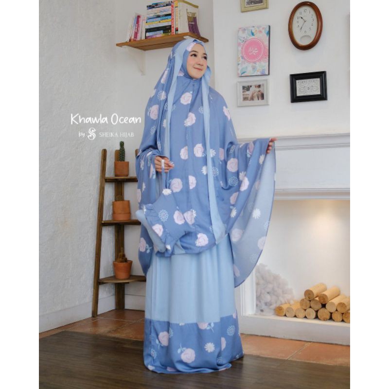 MUKENA Khawla By Sheika Hijab Warna Ocean