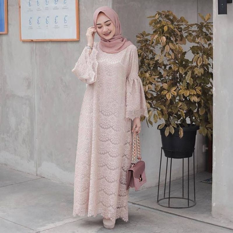 DRESS BROKAT/SPESIALIS KONDANGAN/ GAMIS PESTA MUSLIMAH/ DRESS HIJAB