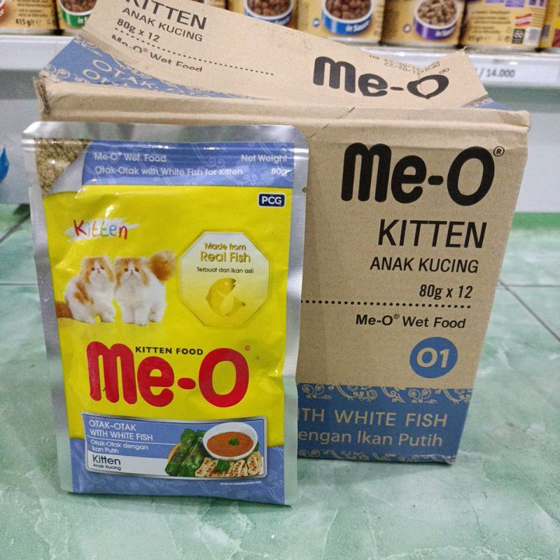 (12 pouch) Meo saset kitten otak-otak with white fish 80g/ meo saset kitten