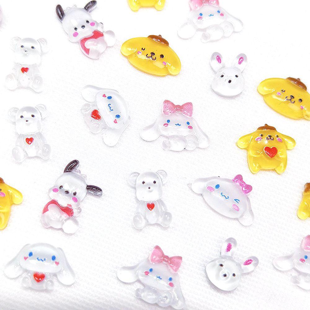 Agustina DIY Dekorasi Nail Art Indah Kuromi Kartun Pikachu Hewan Flatback decor HelloKitty Bear AB Kristal Perhiasan Kuku