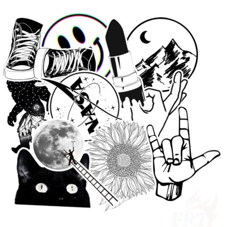 Sticker Bomb hitam putih Laptop Skateboard Doodle Stiker 026