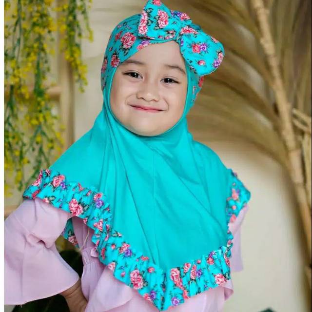 14 Hijab Anak Bunga Pita| All size 1-3 Tahun | Jilbab Turban Bando Muslimah Nissa Nisa Sabyan Jersey