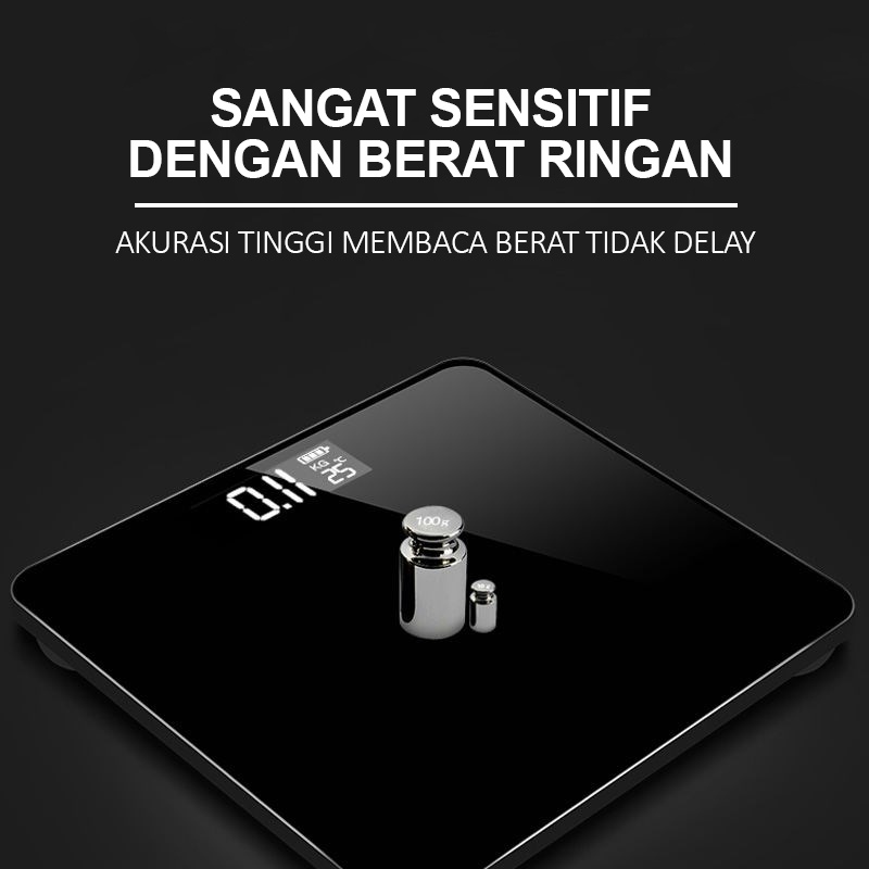 esok timbangan badan digital warna pink merah muda dengan usb charging anti pecah with lcd