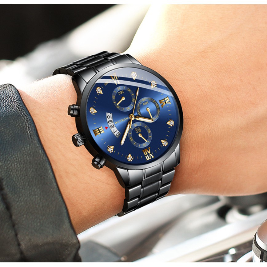 【TERMURAH】AOKEYO 5080 Jam Tangan Pria Anti Air Original Luxury Stainless Steel （Free BOX+Kartu Garansi）-3