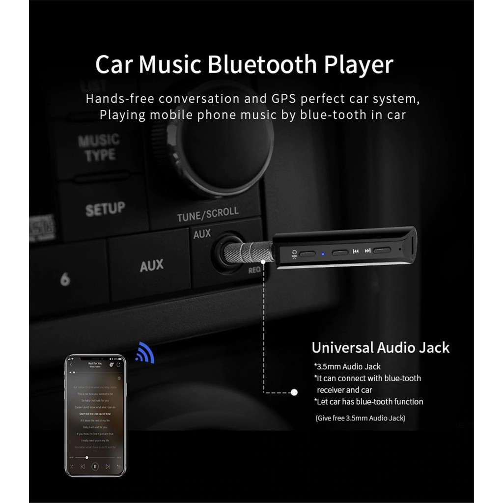 G29 - Wireless Bluetooth 4.2 Audio Receiver 3.5mm for Car and Home Use