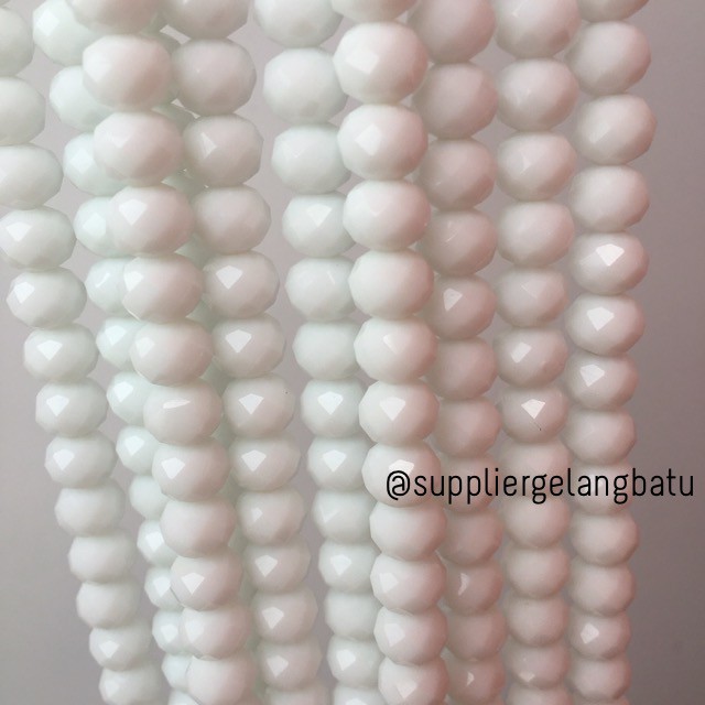 Crystal Ceko Doff 10mm PUTIH SUSU beads manik donat rondelle grosir bapao bahan kerajinan perhiasan