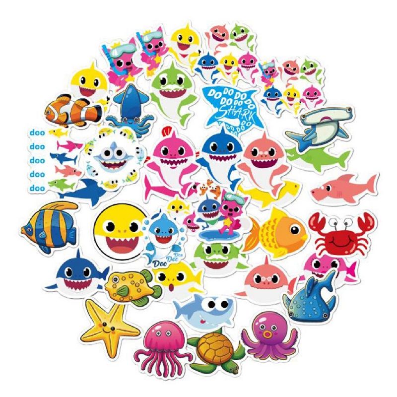 

12pc Stiker Baby Shark Sticker Pink Fonk Jurnal Diary Scrapbook Journal Dekorasi