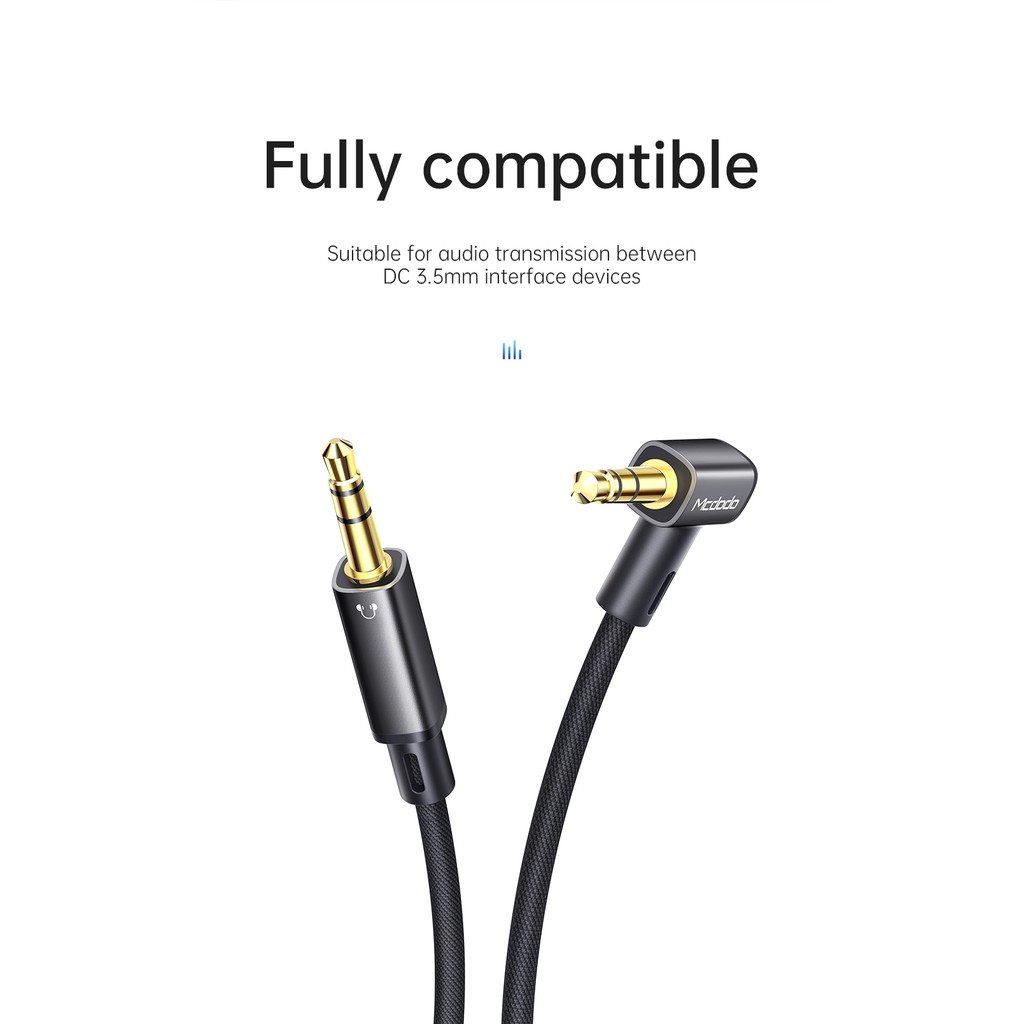 Mcdodo Kabel AUX to AUX Elbow 3.5mm 1.2m Audio Headset