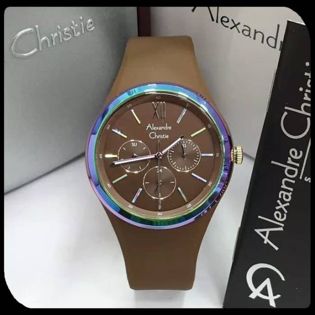 Jam Tangan Wanita Alexandre Christie Original Coklat ac2773