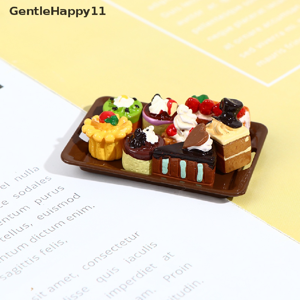 Gentlehappy Mainan Miniatur Kue 1 / 12 + 8 Cake Untuk Aksesoris Dapur Rumah Boneka