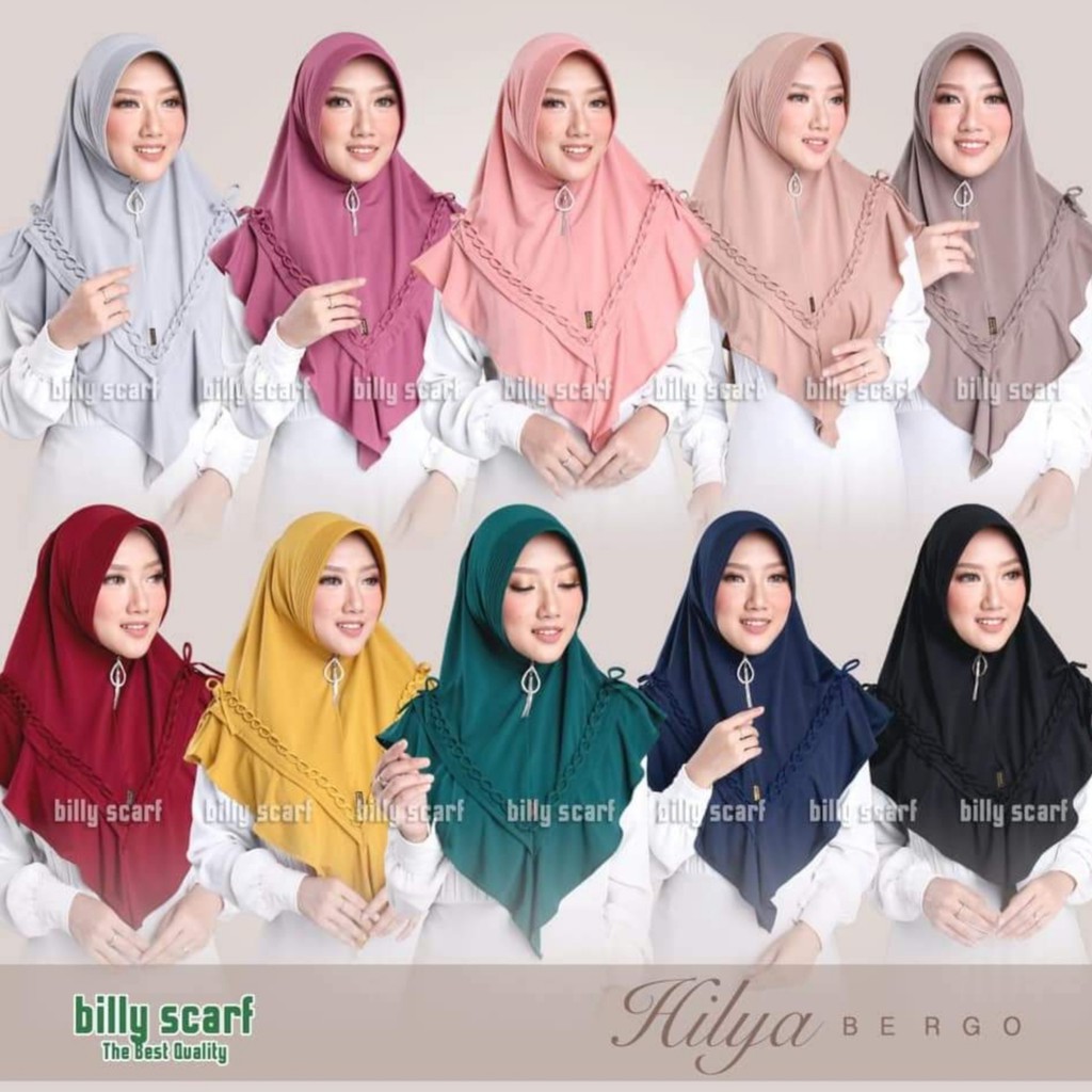 Hijab Bergo Pet Jilbab Hilya Kepang By Billy Scarf Khimar Wanita Syari Terbaru kerudung Termurah