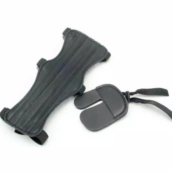Satu Set Arm Guard Pelindung Tangan Dan Jari Memanah Panahan Busur Terlaris