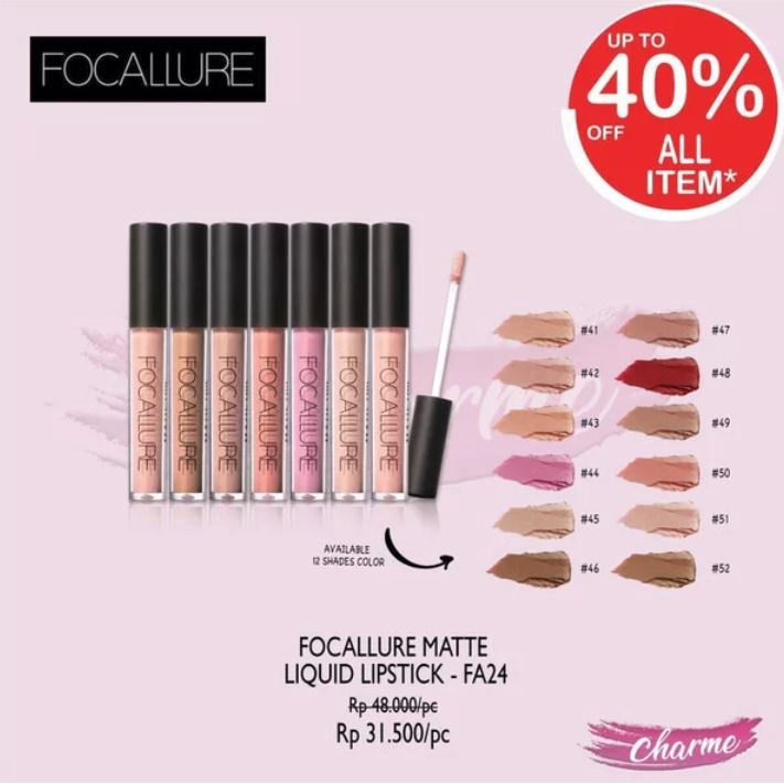 (READY &amp; ORI!) Focallure 12 Colors Lip Matte Lipstick Matte FA24 FA 24 Lip Cream Nude Series Tahan Lama Waterproof