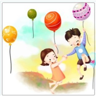 Stiker Tombol Lampu / Saklar Lampu Motif Dua Anak Kecil Bermain Balon