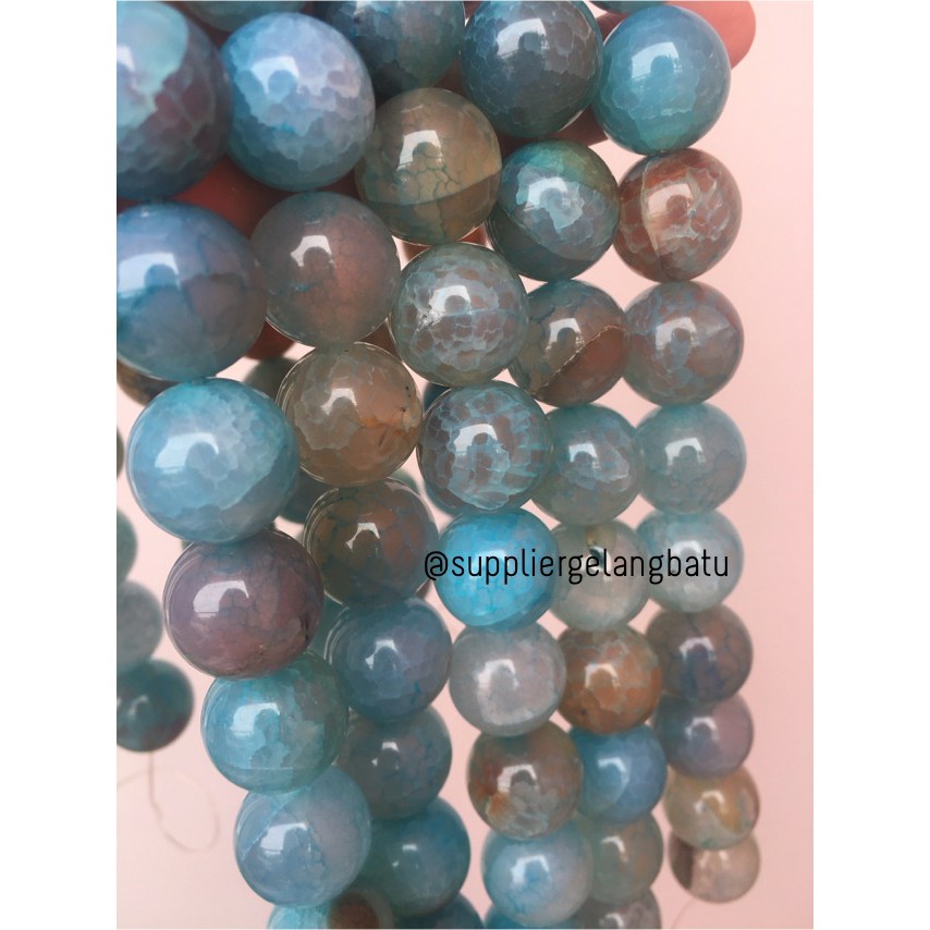 bahan blue aquamarine serat corak biru 14mm premium aksesoris craft motif fashion model pria wanita