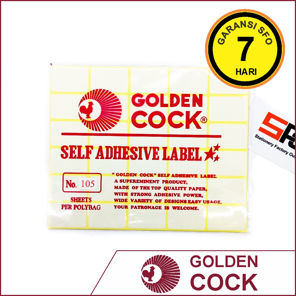 

Label Sticker Golden Cock 105 (25x38mm) - SFO Semarang Official