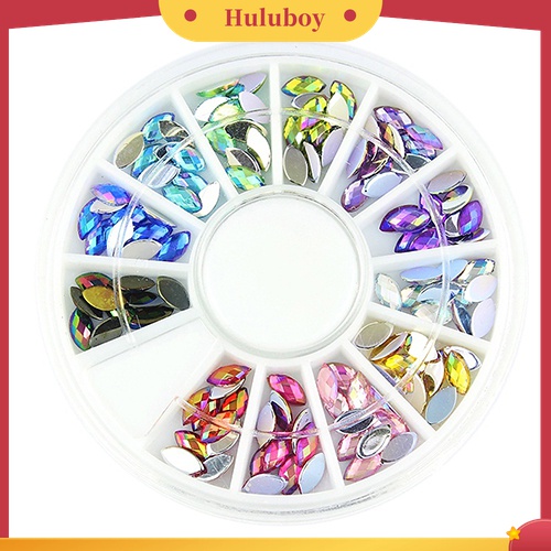 Huluboy Huluboy♡ Tempat Penyimpanan Bentuk Roda Isi Manik-Manik Kuku 3D 12 Warna Campur Alat DIY
