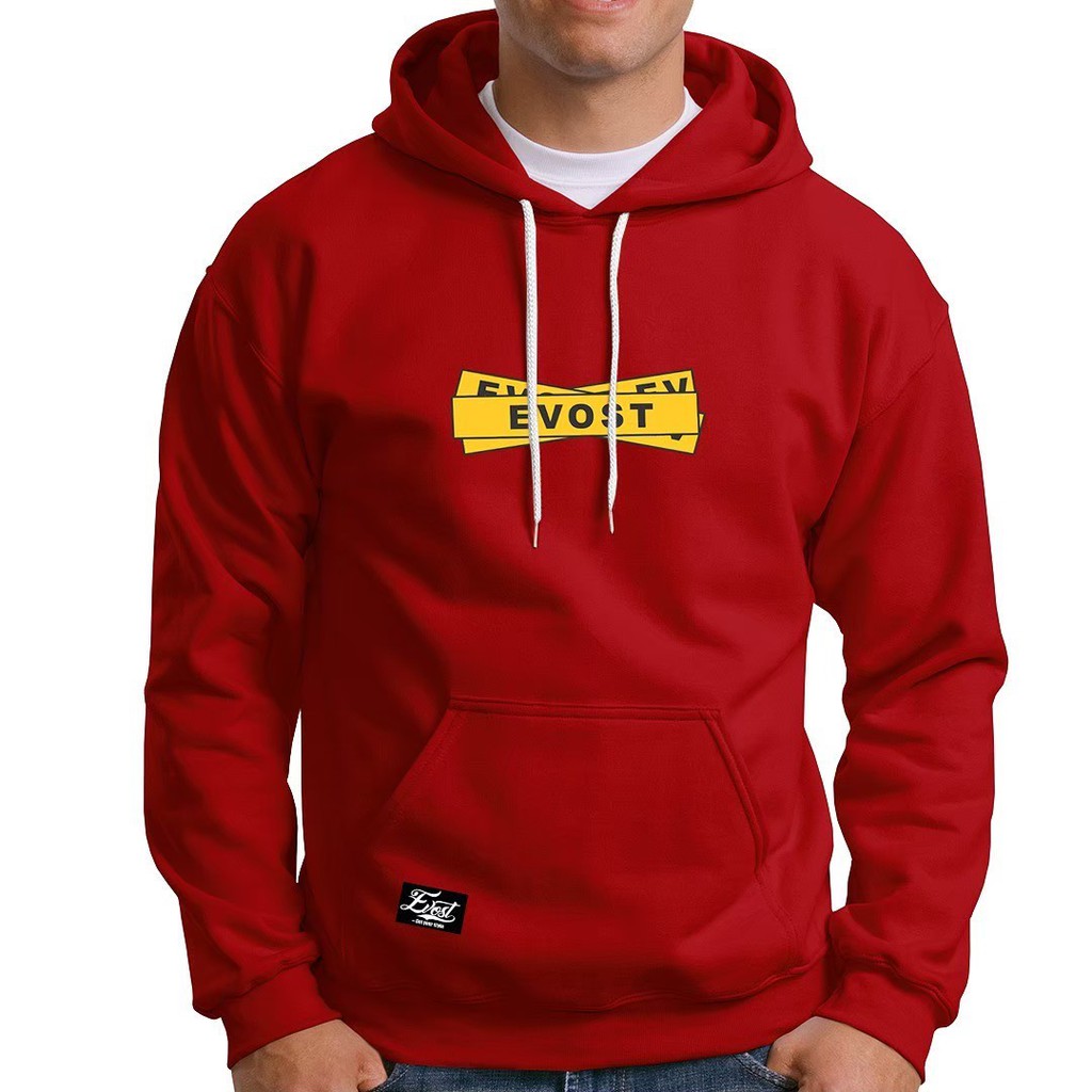 Hoodie Pria Sablon Evost Warna Merah