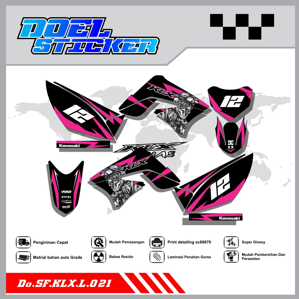 Sticker Striping Honda KLX L , S Lama List Variasi Hologram , Crome Doel 021