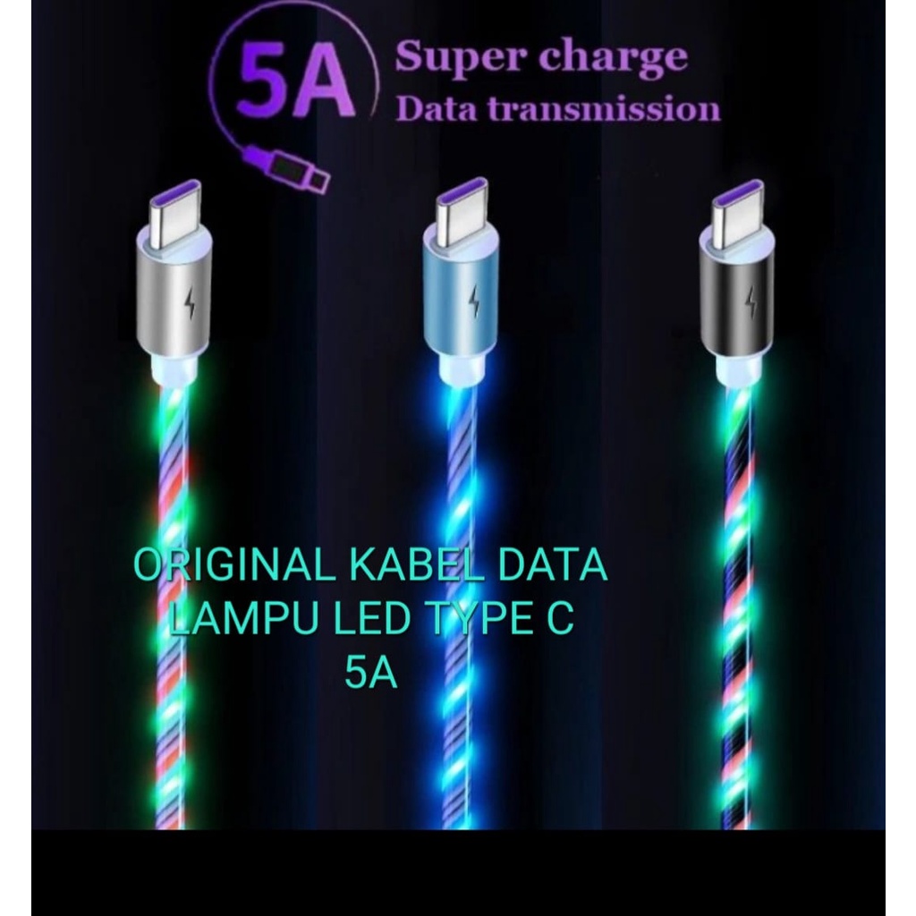 J445 KABEL DATA LAMPU LED USB TYPE C 5A support fast charging cable cas qualcom quick charge flash maximum speed quallcom charger hp handphone androit faster multi universal original qc tc MULTI CASAN SPEED Faster Charging High transmis serat tebal