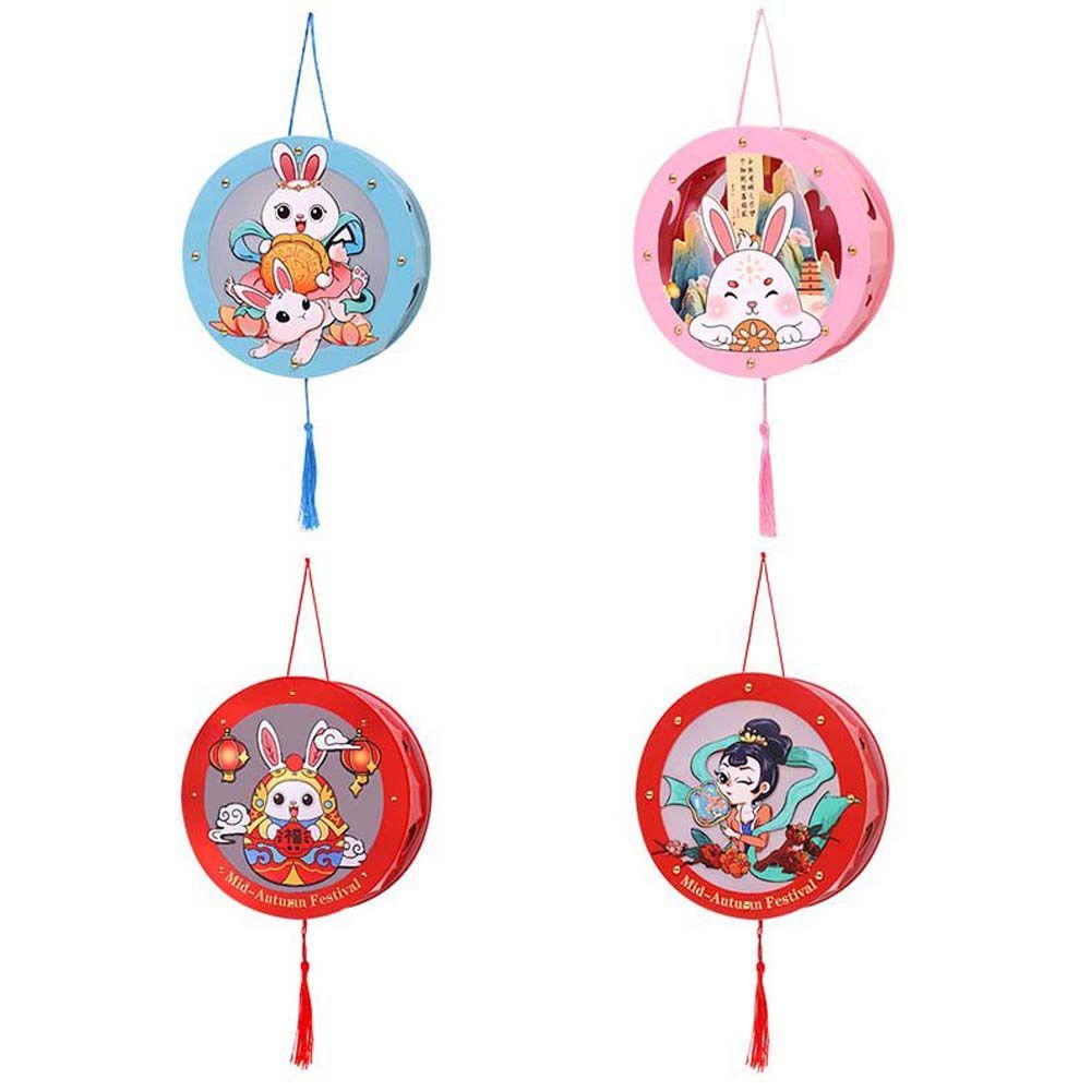 [Elegan] Diy Lampion Imlek Mid-autumn Festival Dekorasi Bunny Lantern Proyeksi Stereo Kertas Kertas Lampu Kelinci Lentera Anak Bunga Dan Lentera Bunga Cahaya Lampu