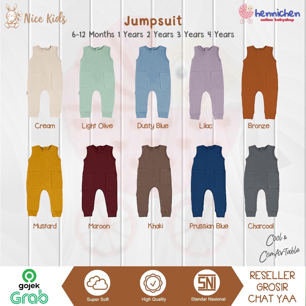 Nice Kids NICEKIDS Jumpsuit Baju kodok panjang (Jumper panjang Bayi 6 Months - 4 Tahun)