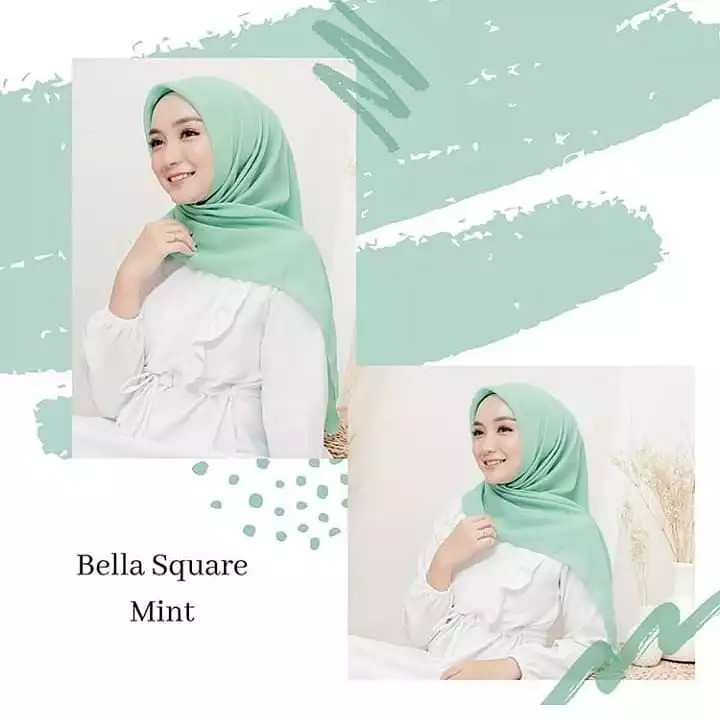 [SUPERMURAH!!] [ COD ] Bella Square 50 Warna / HIJAB Segiempat Polos BELLA SQUARE Hijab Pollycotton BellaSquare / hijab premium KERUDUNG TERLARIS / jilbab kekinian-HIJAU MINT