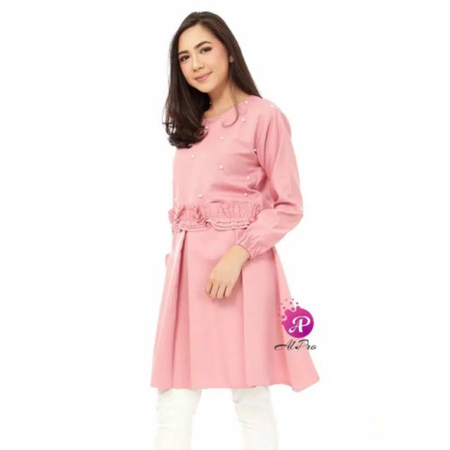 TERLARIS / TERMURAH / ALMA TOP TUNIC BAHANMOSCREPE (BIG PROMO)