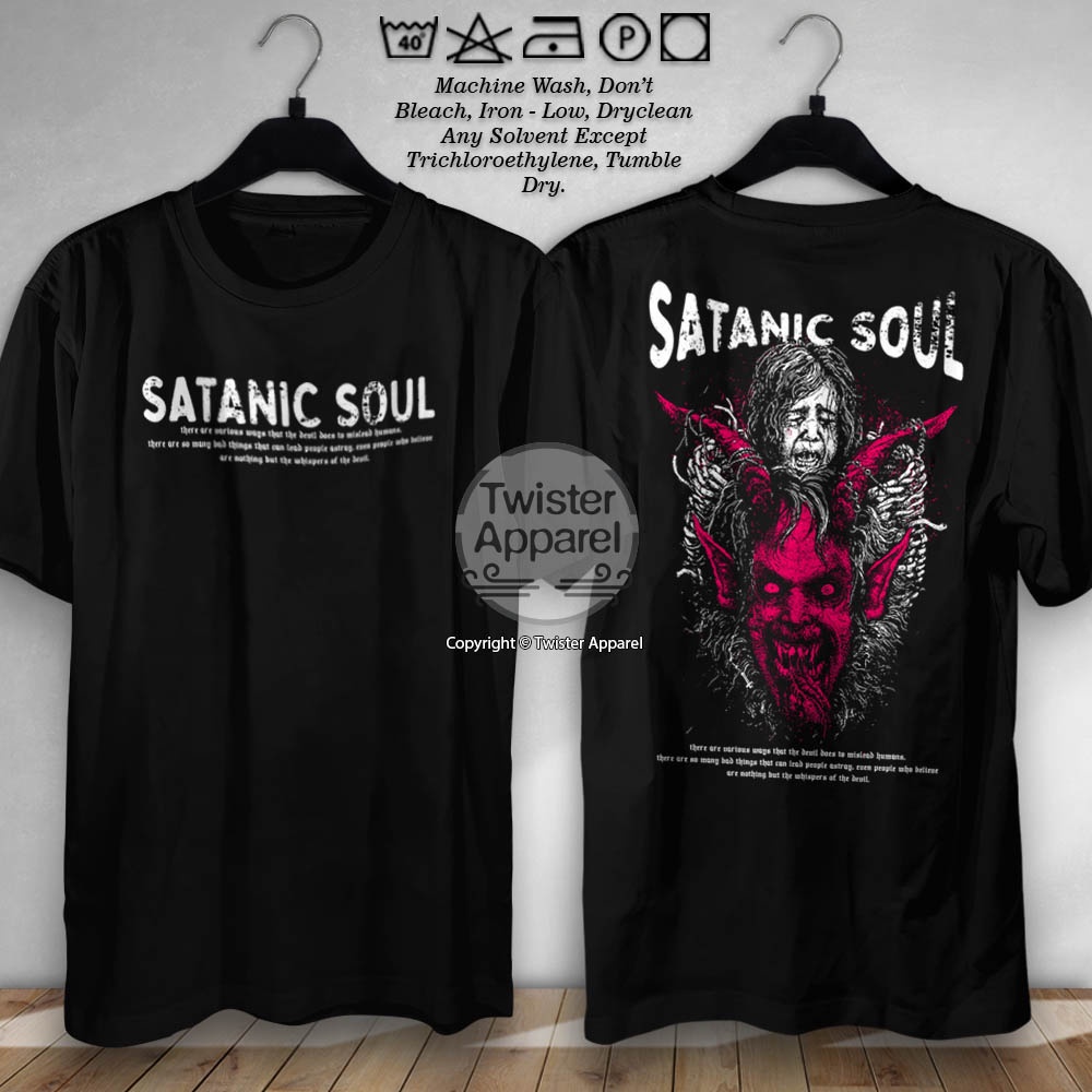 Kaos Distro Satanic Soul Metal Simbol - Baju Satanisme Baphomet Satan Pluralisme - Tshirt Cotton Com