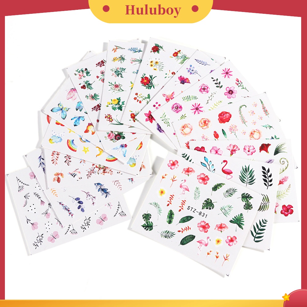 Huluboy Huluboy♡ Stiker Kuku 3D Motif Daun / Bunga Mawar / Hewan Untuk Dekorasi Manicure / Nail Art DIY