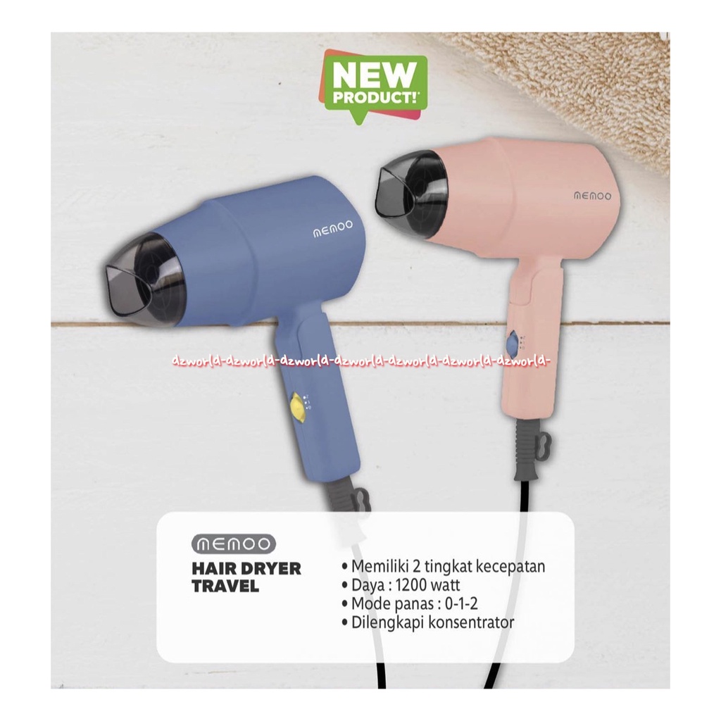 Memoo Hairdryer Portable Handle Gagang Bisa Dilipat Ditekuk Hair Memmo Memo Pengering Rambut