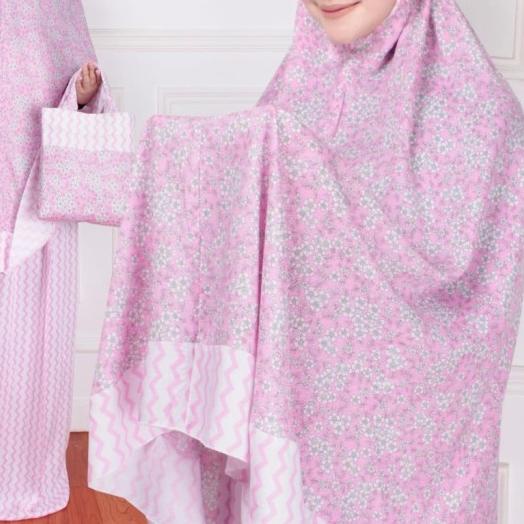 ℗ DIONISIA Mukena Dewasa Motif Bunga Model Terbaru Cantik Alesha - Pink ☟