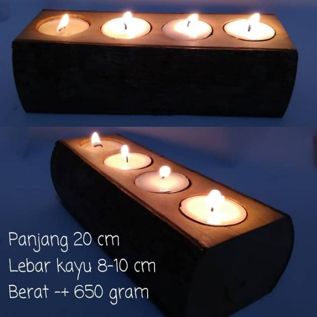 D4 RUSTIC TEA LIGHT WOODEN CANDLE HOLDER TEMPAT LILIN KAYU ALAS LILIN