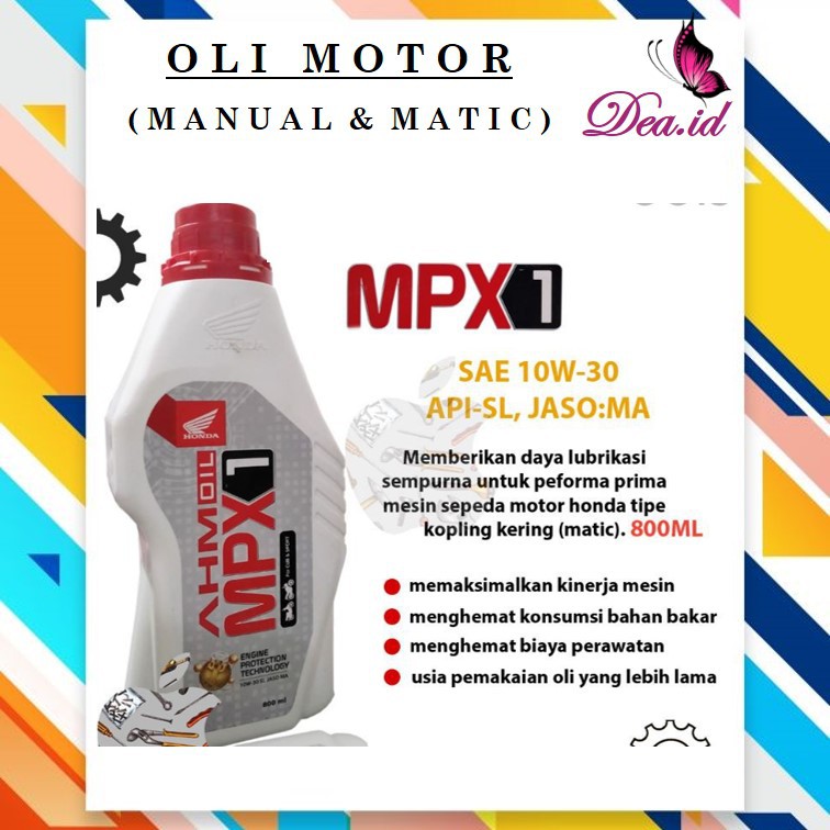 [DEASTORE] OLI MOTOR MPX 1 ORIGINAL - OLI AHM MPX 1 ORIGINAL 100 % - 1 LITER