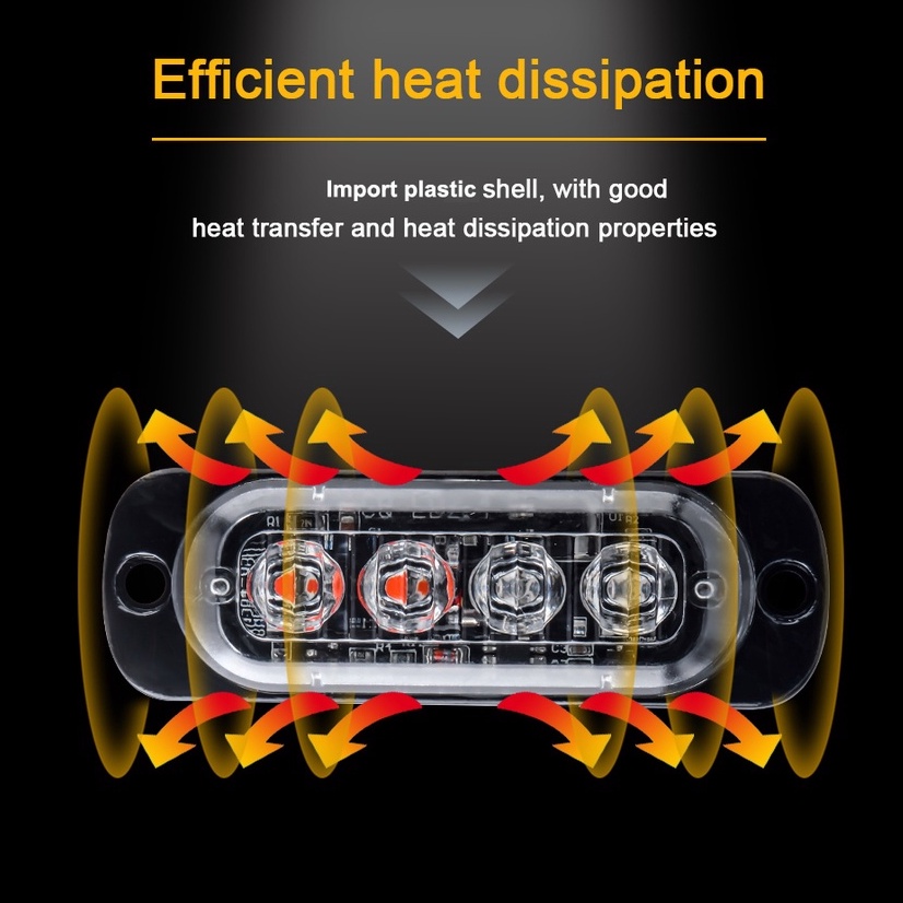 1piece Lampu Kabut Mobil Off Road Truk Off-Road 4 LED Kuning 12V Tahan Lama Lampu Peringatan Lampu LED Samping Motor