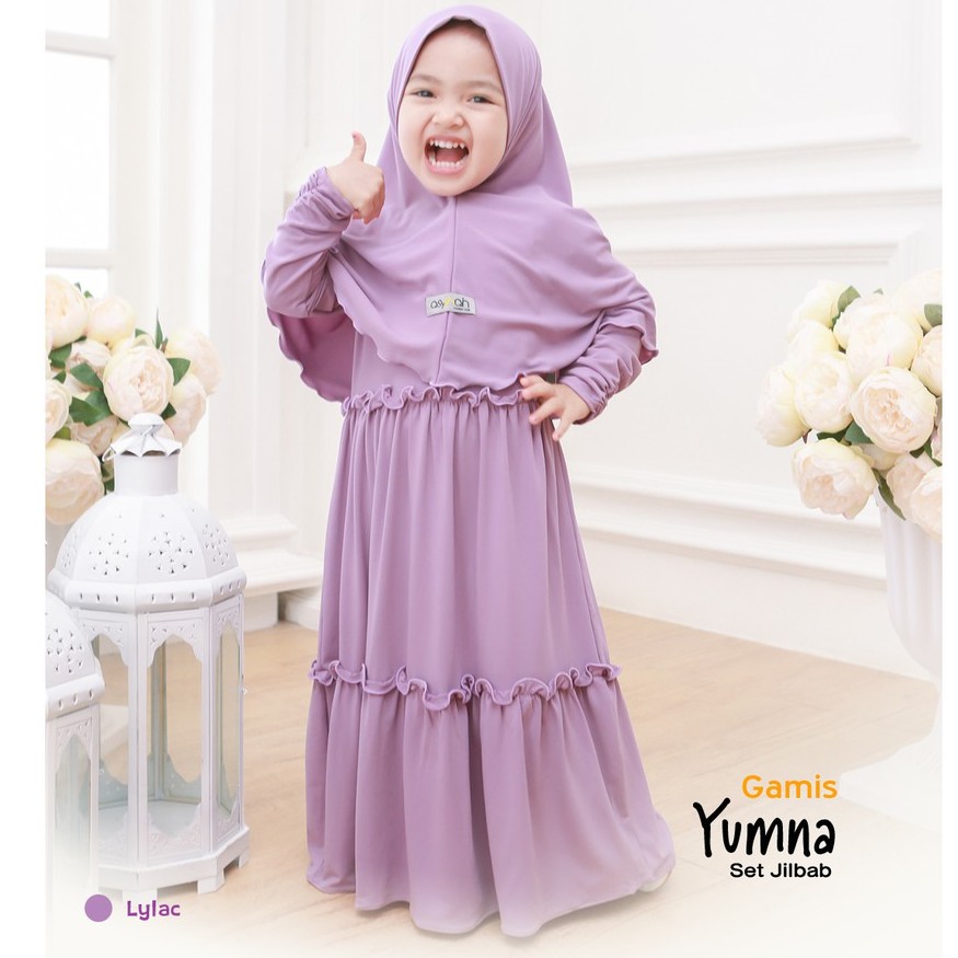 Gamis Anak Tanggung Terbaru 2021-Gamis Anak Lilac Ceruty-Gamis Lilac Anak Perempuan-Set Gamis Anak