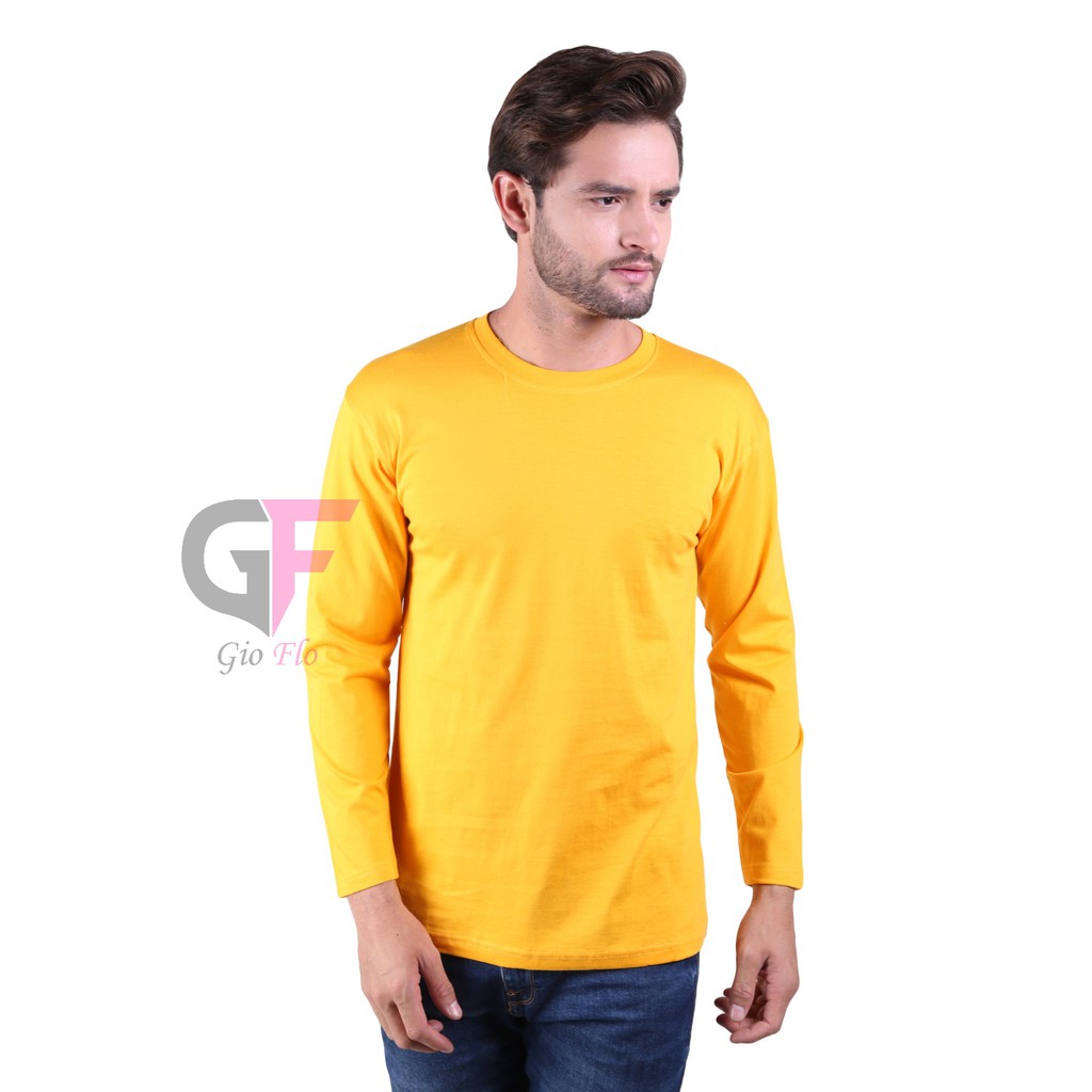 GIOFLO Kaos Panjang Polos Lengan Panjang Kasual Kuning Mangga / PLS 40