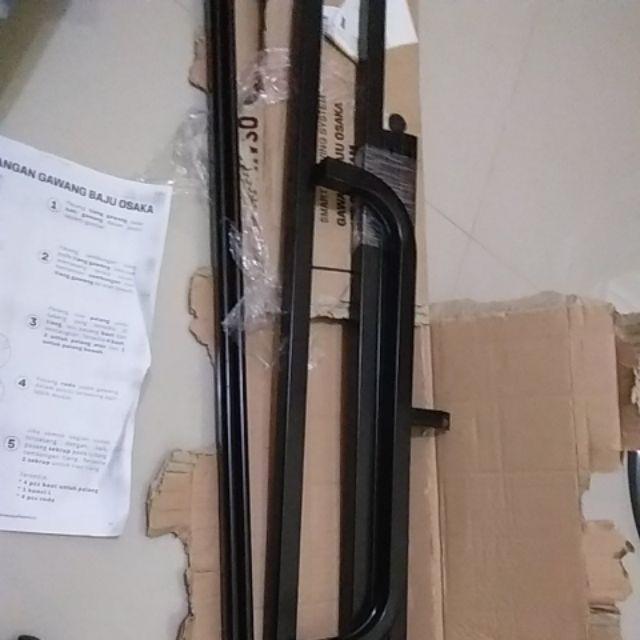Gawang Osaka T.175cm Hitam Beroda Gantungan Jemuran Gawangan Model Ikea