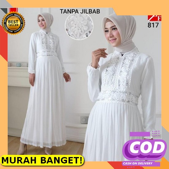 Gamis Remaja Pesta Mewah Kekinian Premium Jumbo Syari Wanita Terbaru 2021 Polos Hitam Putih Modern D