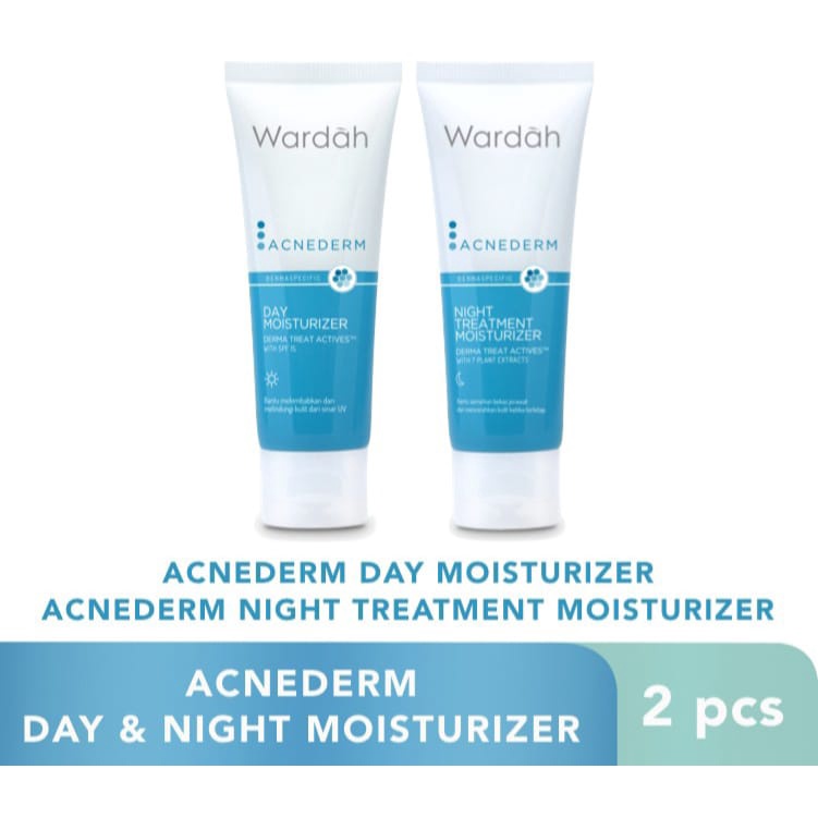 Wardah Acnederm PAKET Day &amp; Night Moisturizer 40mL ( ISI DAY &amp; NIGTH )