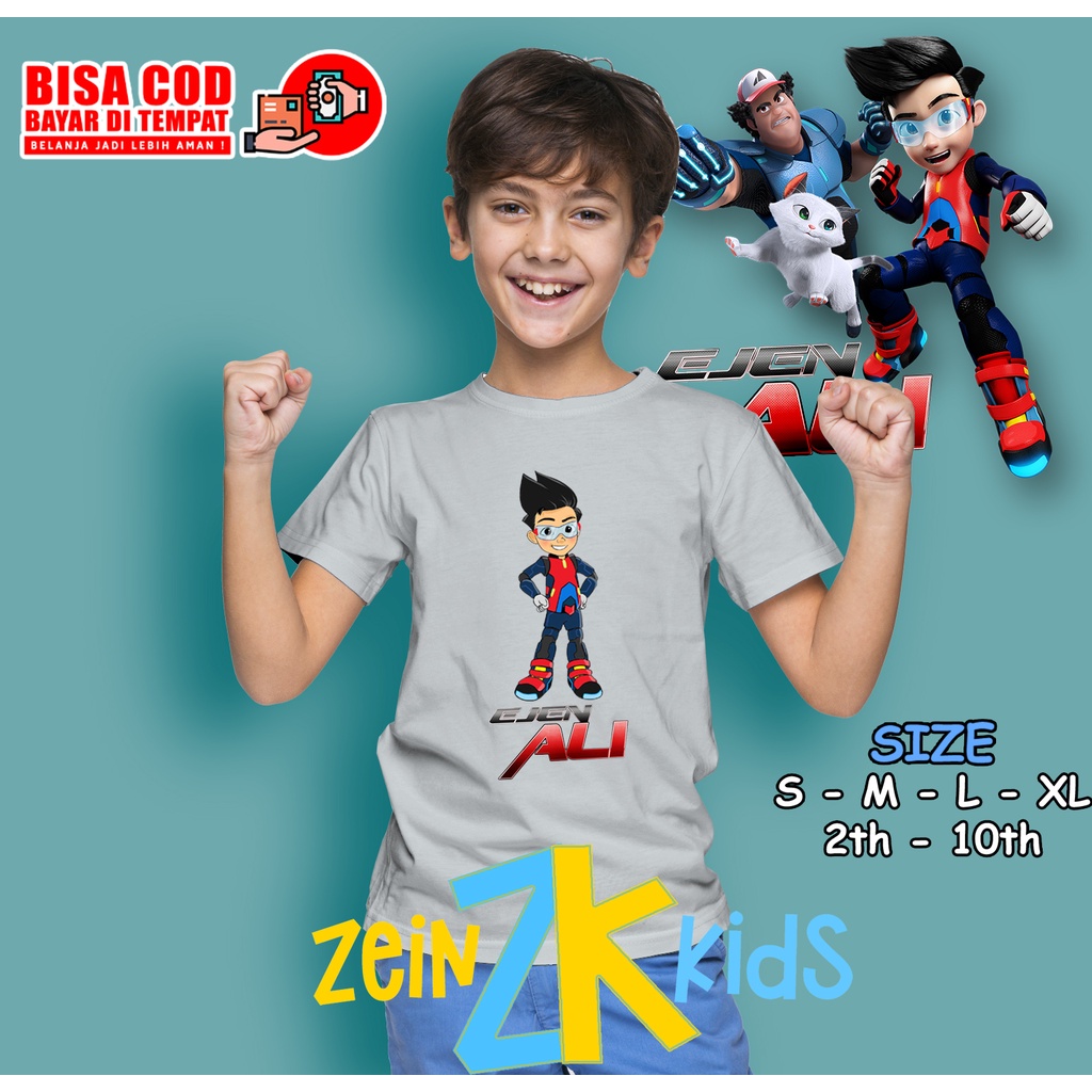 Kaos Anak Ejen Ali Kartun / Kaos Anak Laki Laki Perempuan Ejen Ali