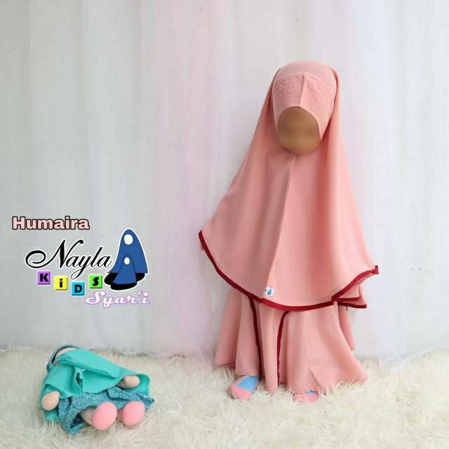 Gamis anak syari set jilbab adem murah solo cadar tali humaira nayka kids