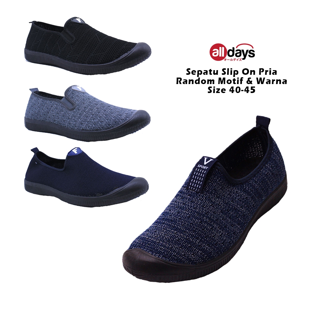 Faster Sepatu Sneakers Slip On 2009-F001 Casual Pria Random Motif dan Warna Size 40-45